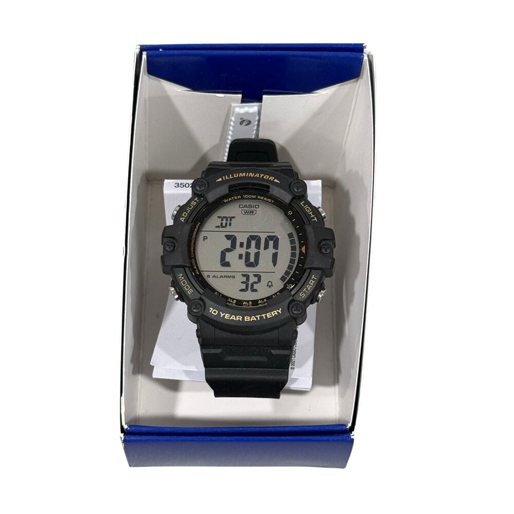 Casio AE-1500WH 3502 Illuminator Digital Watch Black Dual Time 10 Year Battery